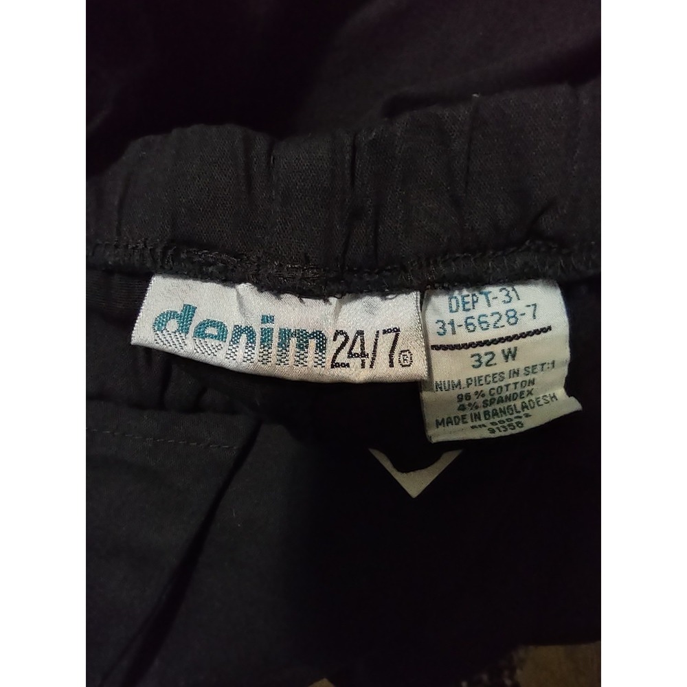 Pants Denim 24/7 Black 32W Womens Relaxed Fit Elastic Waist Plus Size Norm Core - Picture 9 of 9